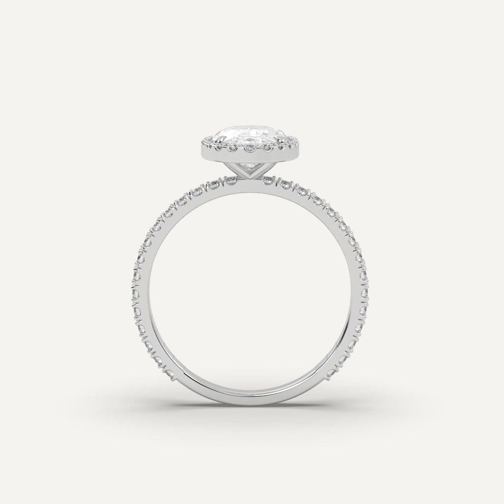 1 Carat Oval Cut Engagement Ring In 14K White Gold