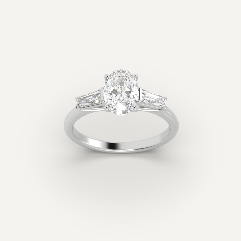 White Gold 1 Carat Engagement Ring On Woman's Hand