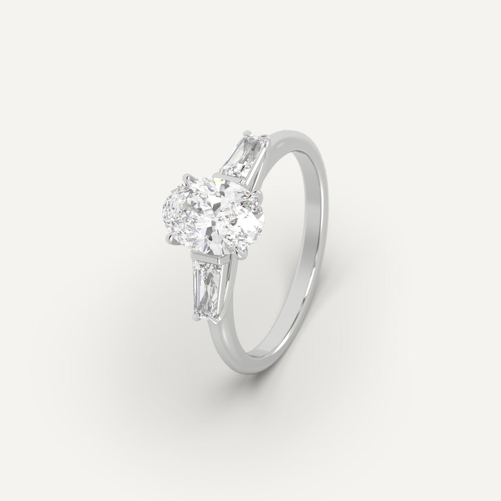 White Gold 1 Carat Engagement Ring Oval Cut Diamond