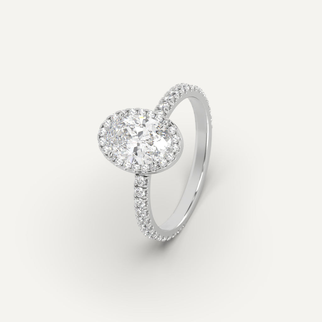 Platinum 1 Carat Engagement Ring Oval Cut Diamond