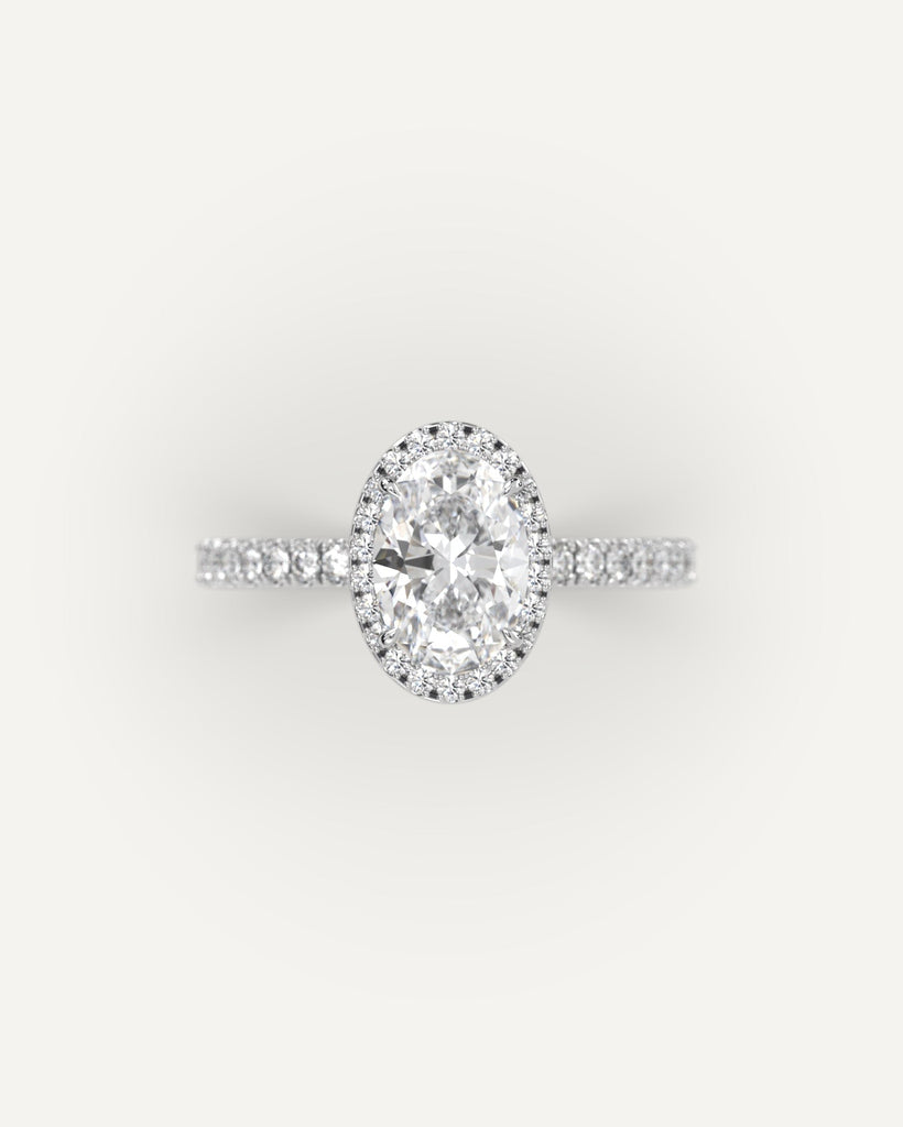 Halo Oval Cut Engagement Ring 1 Carat Diamond