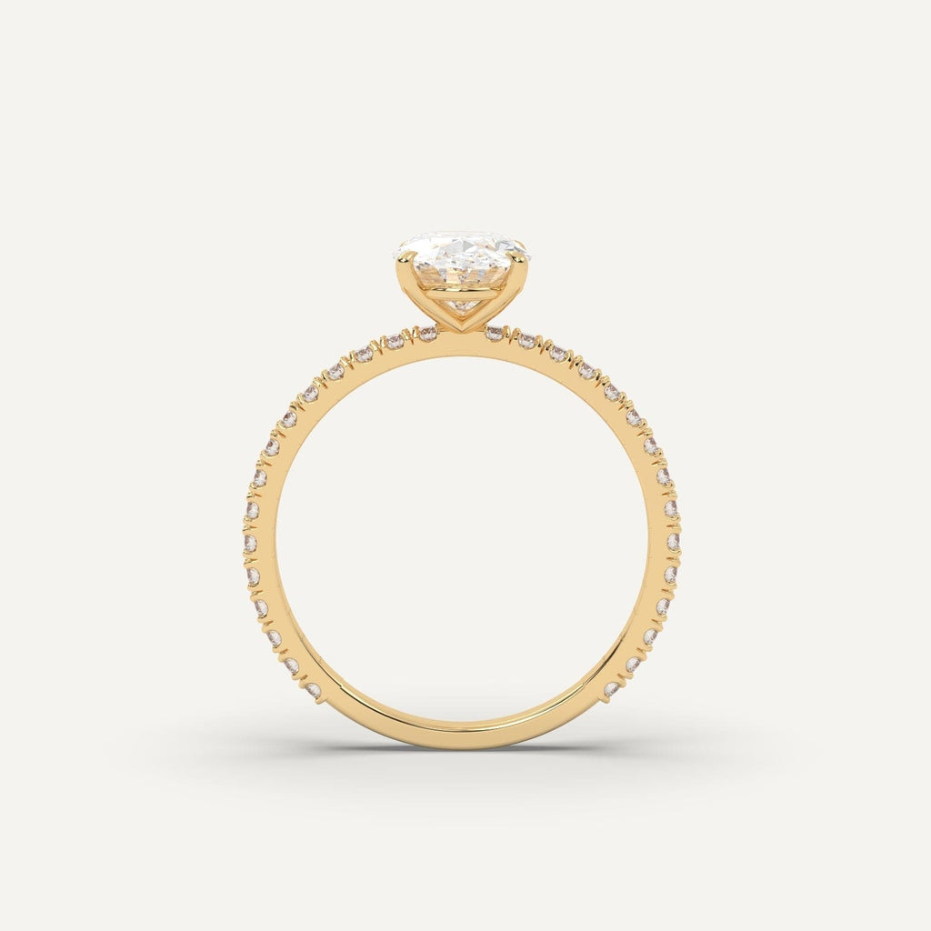 1 Carat Oval Cut Engagement Ring In 14K Yellow Gold