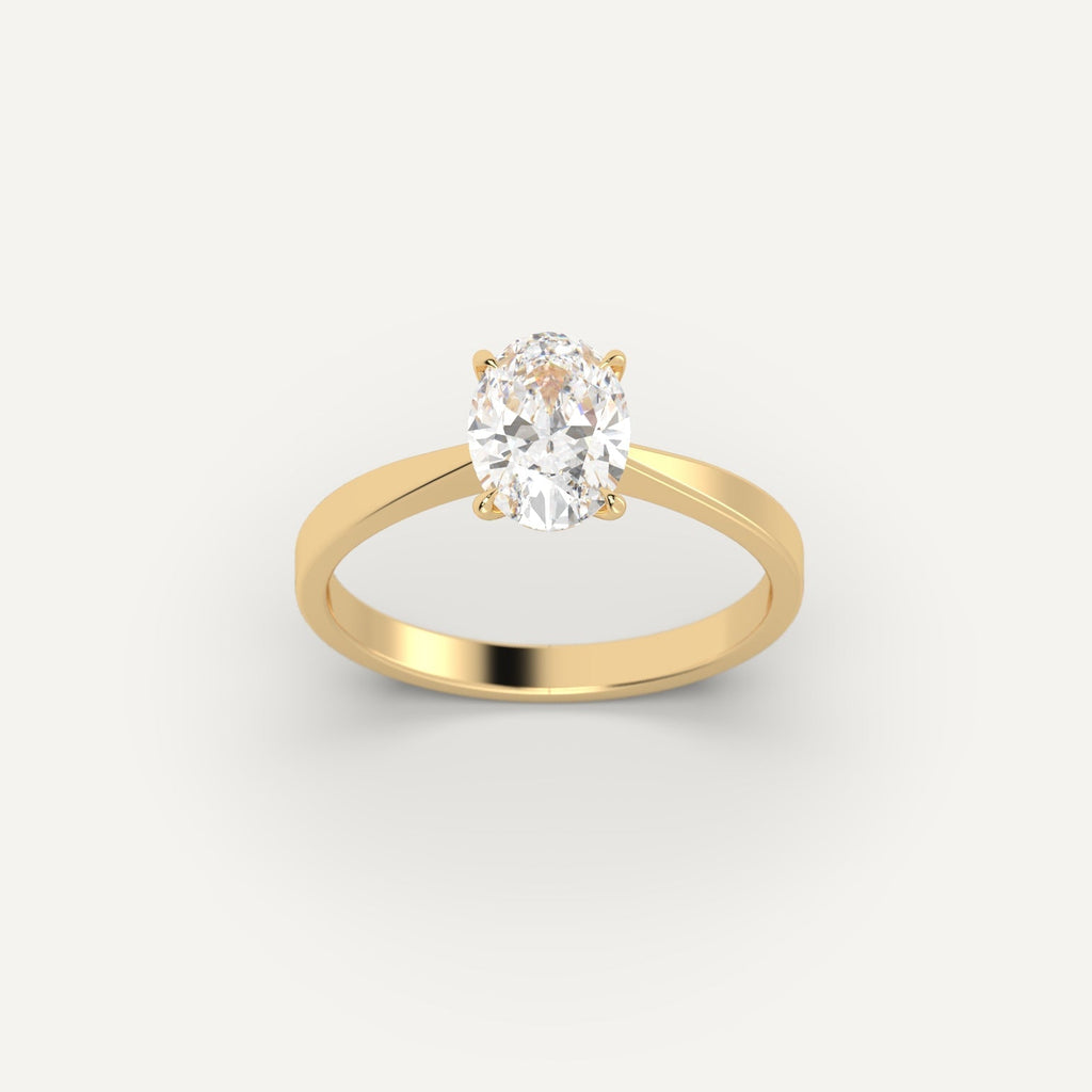 Yellow Gold 1 Carat Engagement Ring On Woman's Hand