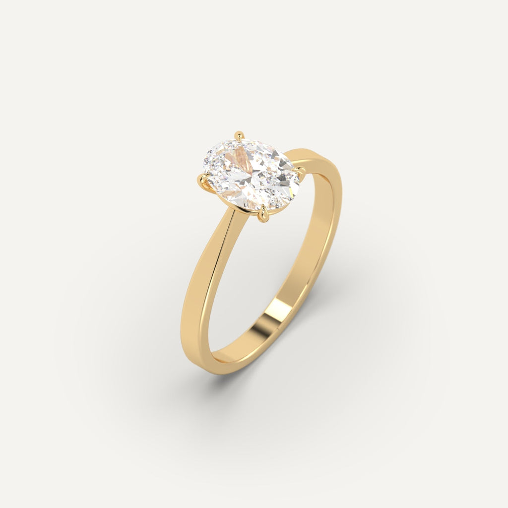 1 Carat Engagement Ring Oval Cut Diamond In 14K Yellow Gold