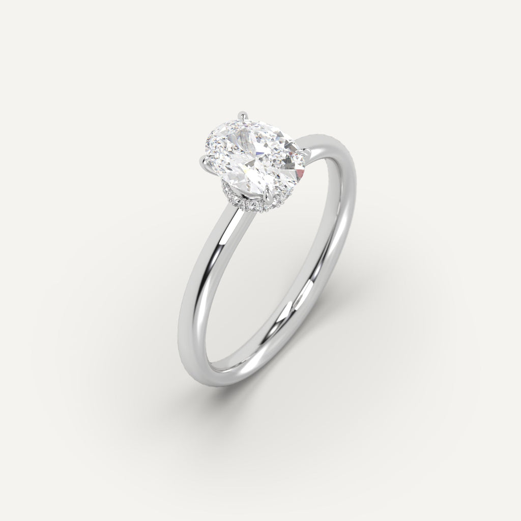 1 Carat Engagement Ring Oval Cut Diamond In 14K White Gold