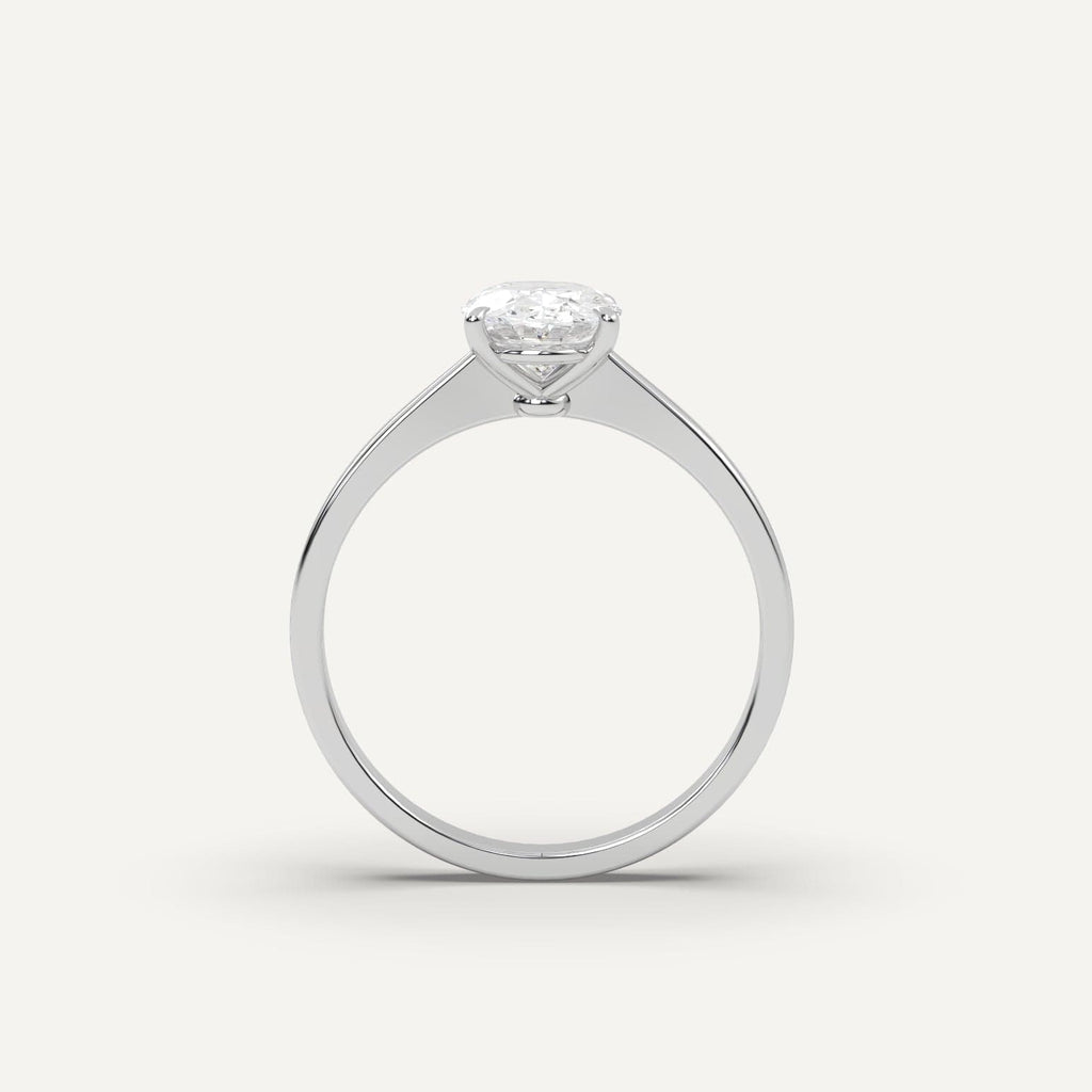 1 Carat Oval Cut Engagement Ring In 14K White Gold