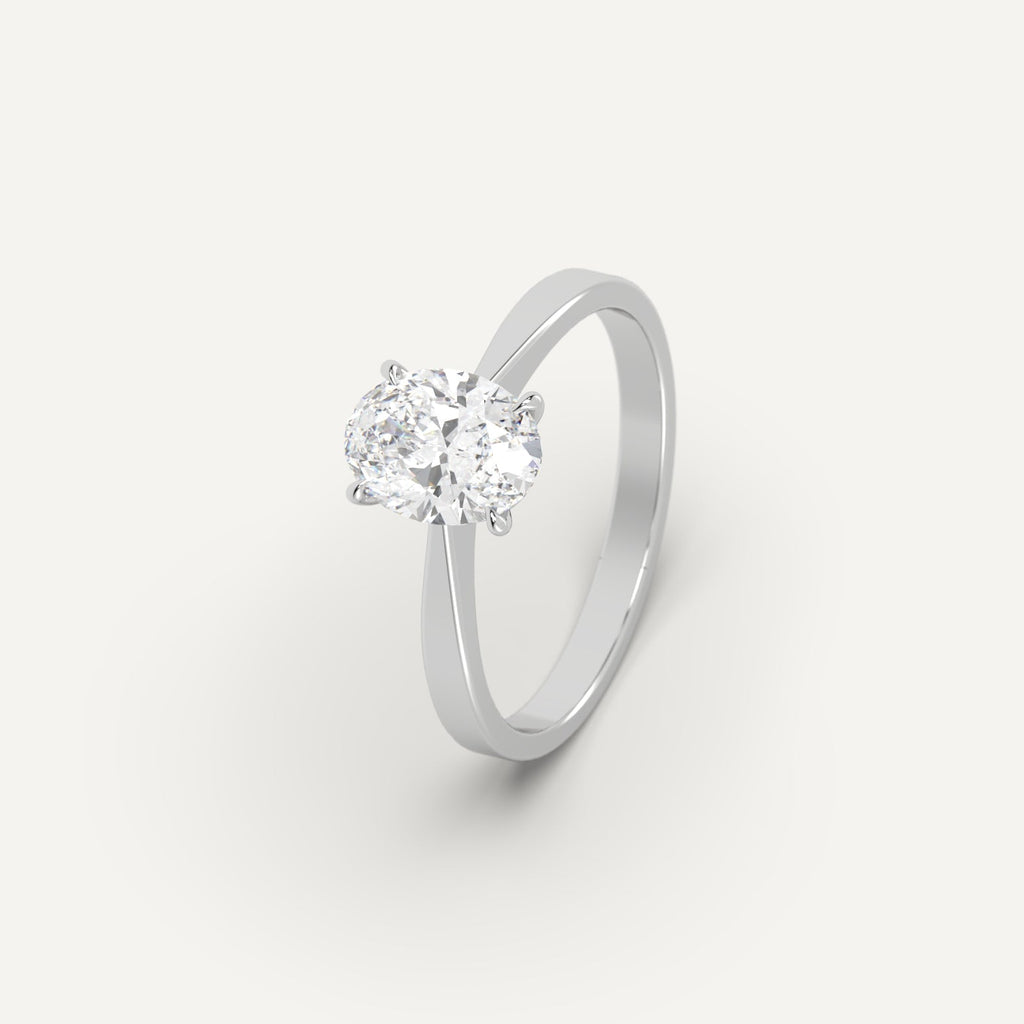 White Gold 1 Carat Engagement Ring Oval Cut Diamond