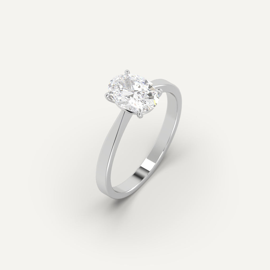 1 Carat Engagement Ring Oval Cut Diamond In 14K White Gold