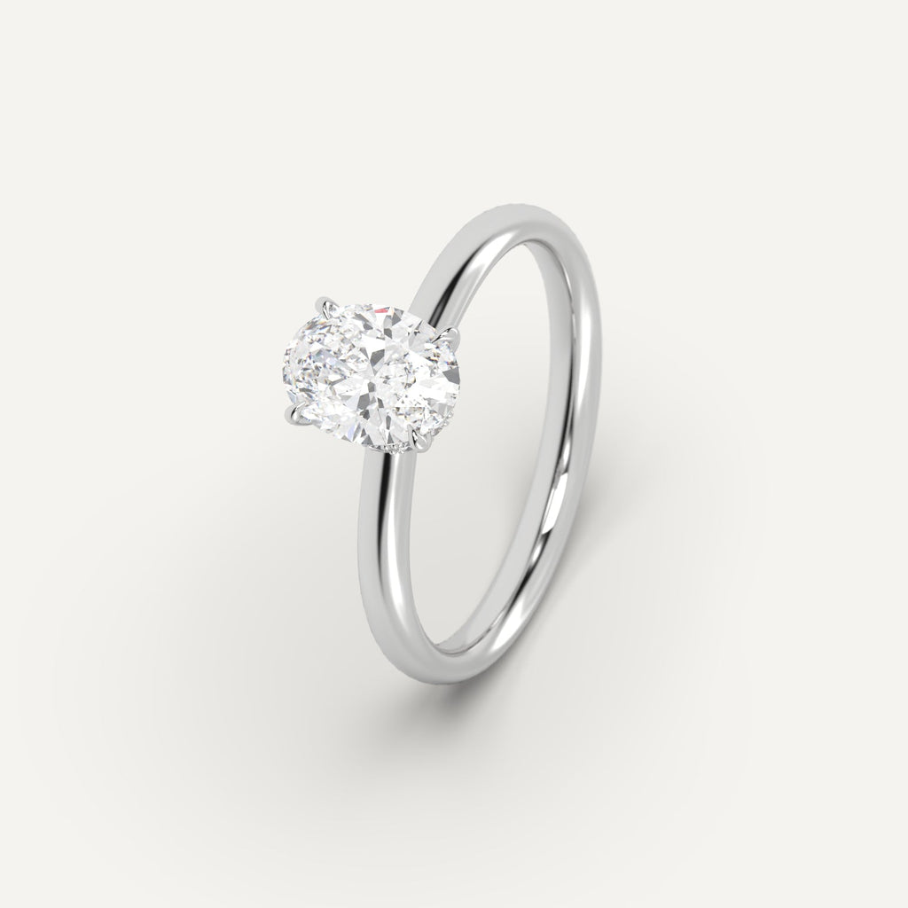 Platinum 1 Carat Engagement Ring Oval Cut Diamond