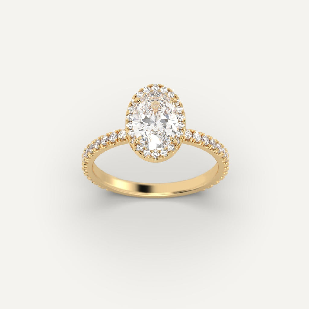 Yellow Gold 1 Carat Engagement Ring On Woman's Hand