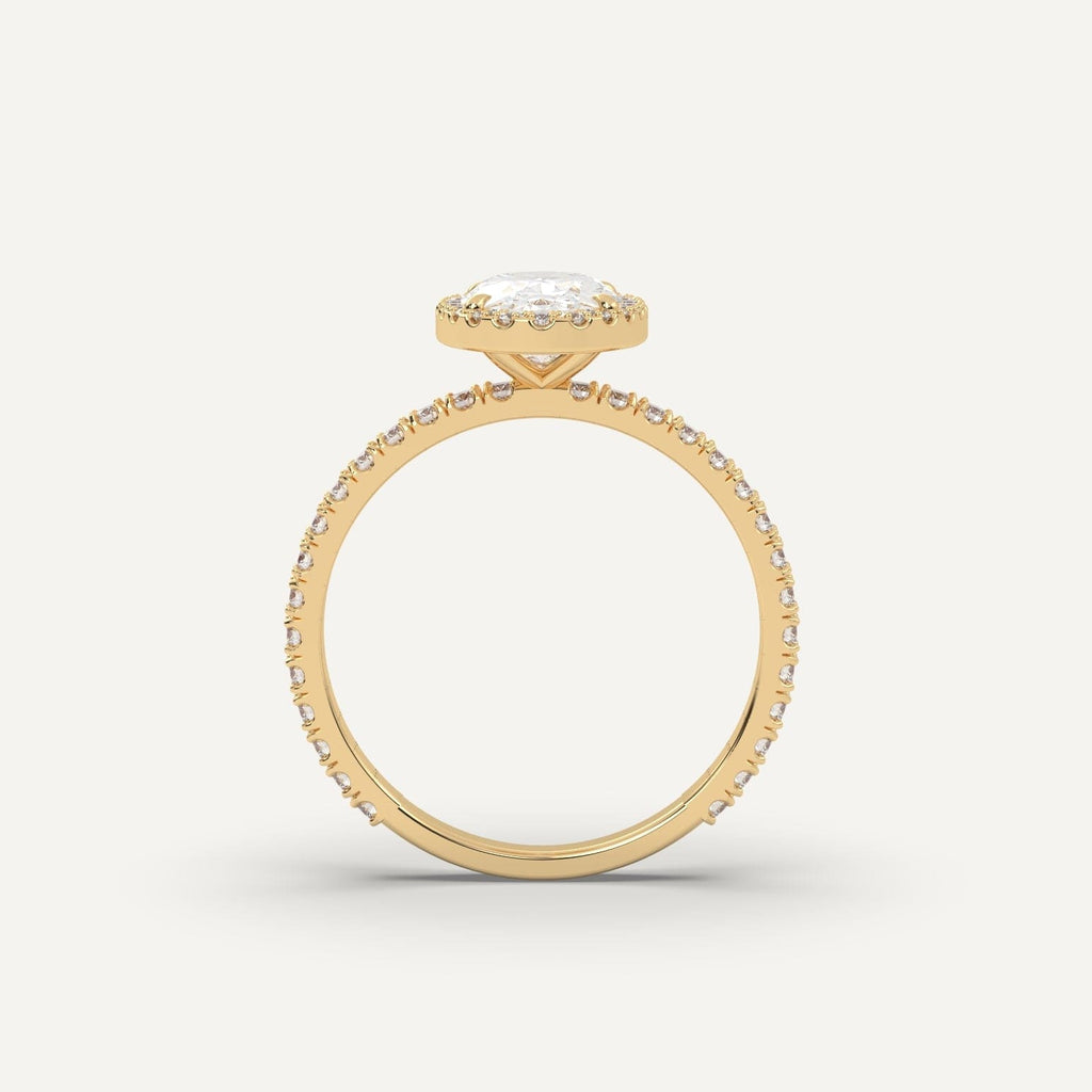 1 Carat Oval Cut Engagement Ring In 14K Yellow Gold