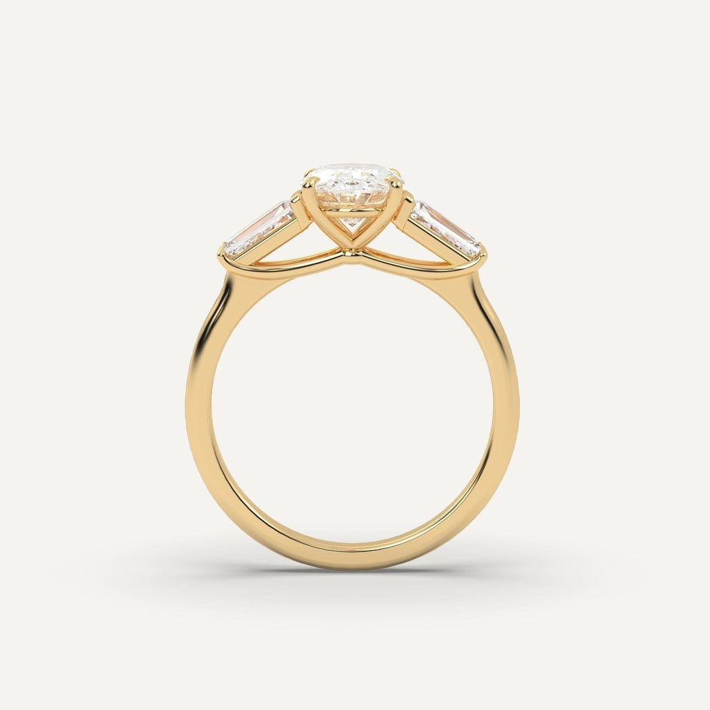 1 Carat Oval Cut Engagement Ring In 14K Yellow Gold