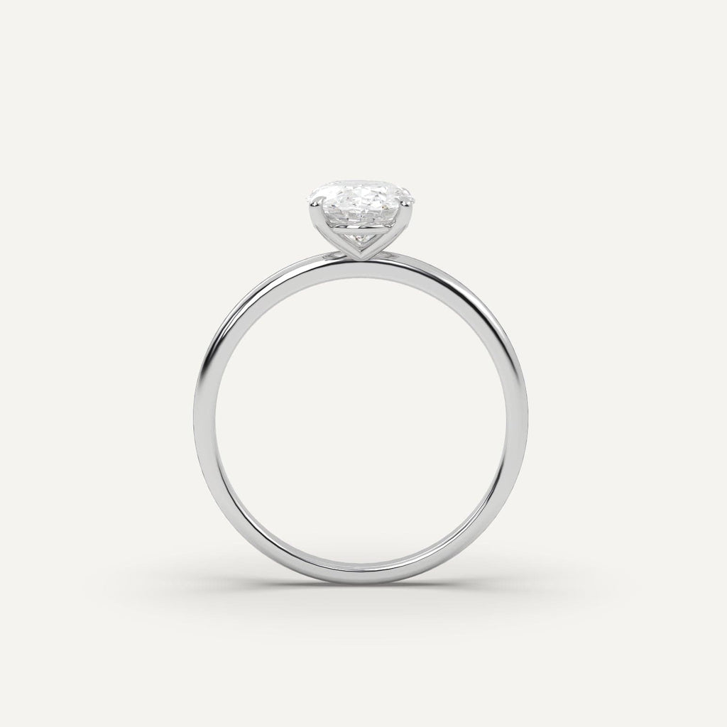 1 Carat Oval Cut Engagement Ring In 14K White Gold