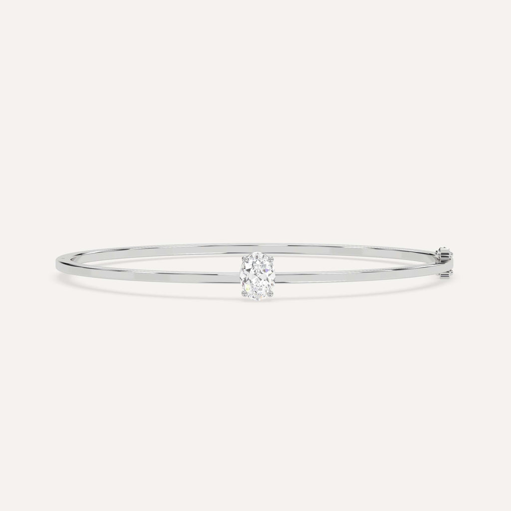 1 carat diamond solitaire, bangle bracelet in 14K white gold