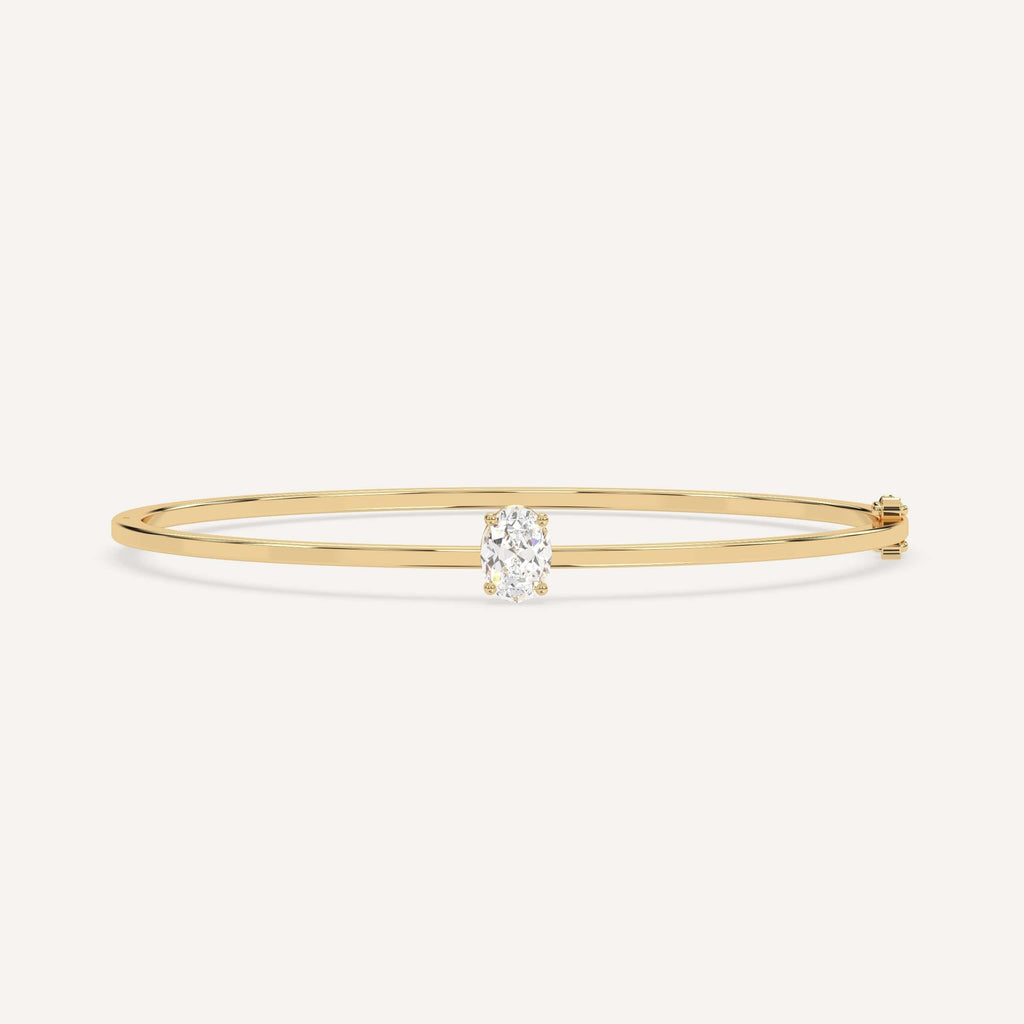 1 carat diamond solitaire, bangle bracelet in 14K yellow gold