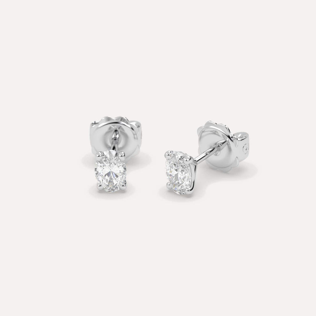 1 Carat White Gold Diamond Stud Earrings For Women