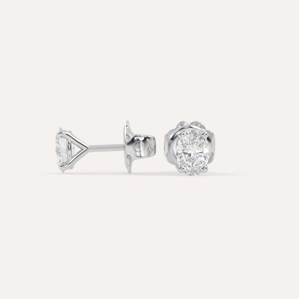 1 carat Butterfly Push Back Diamond Studs in white Gold