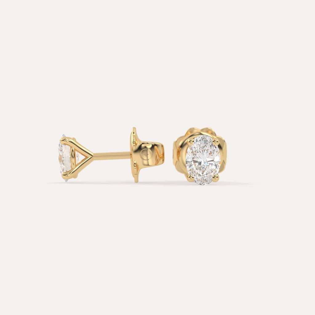 1 carat Butterfly Push Back Diamond Studs in yellow Gold