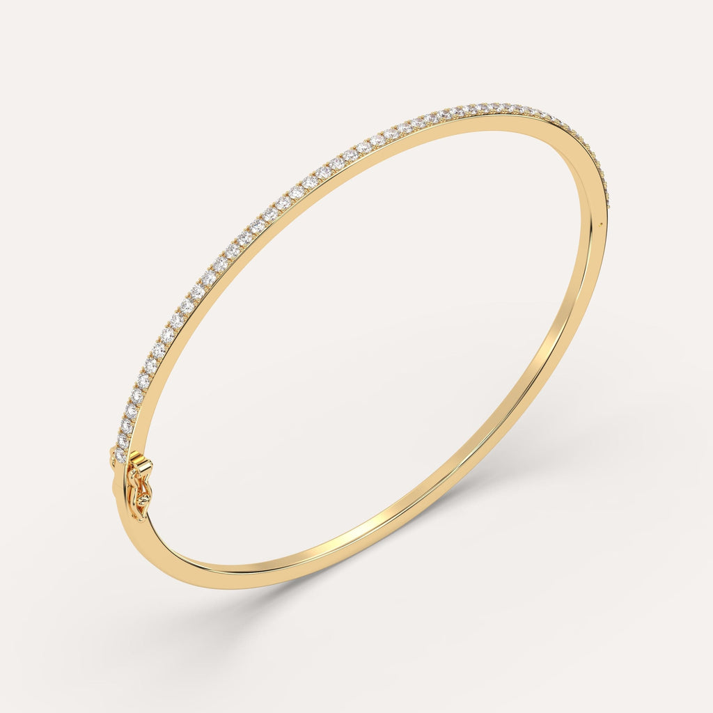 yellow gold pave, bangle bracelets with 1 carat round diamonds
