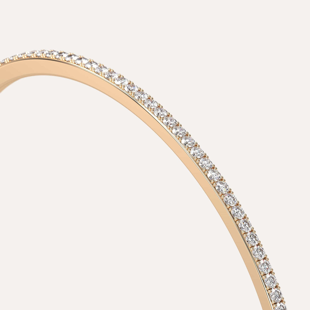 classic diamond pave, bangle bracelet with round natural diamonds in yellow gold