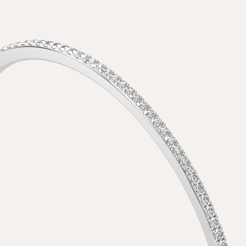 classic diamond pave, bangle bracelet with round lab diamonds in white gold