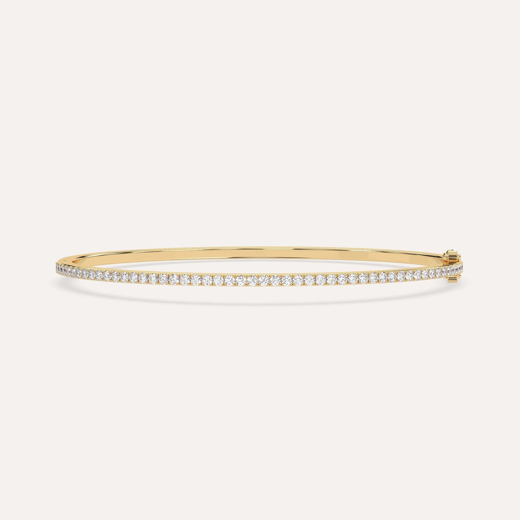 1 carat diamond pave, bangle bracelet in 14K yellow gold