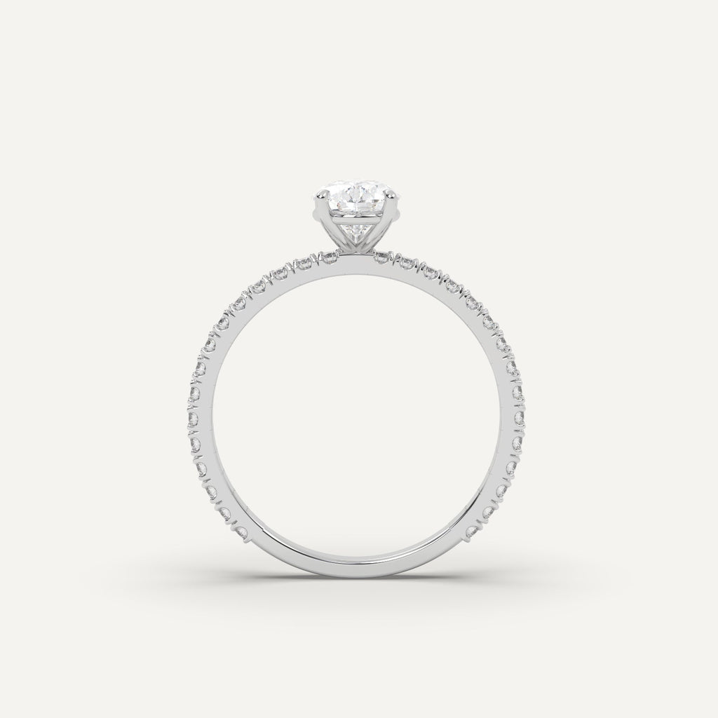 1 Carat Pear Cut Engagement Ring In 14K White Gold