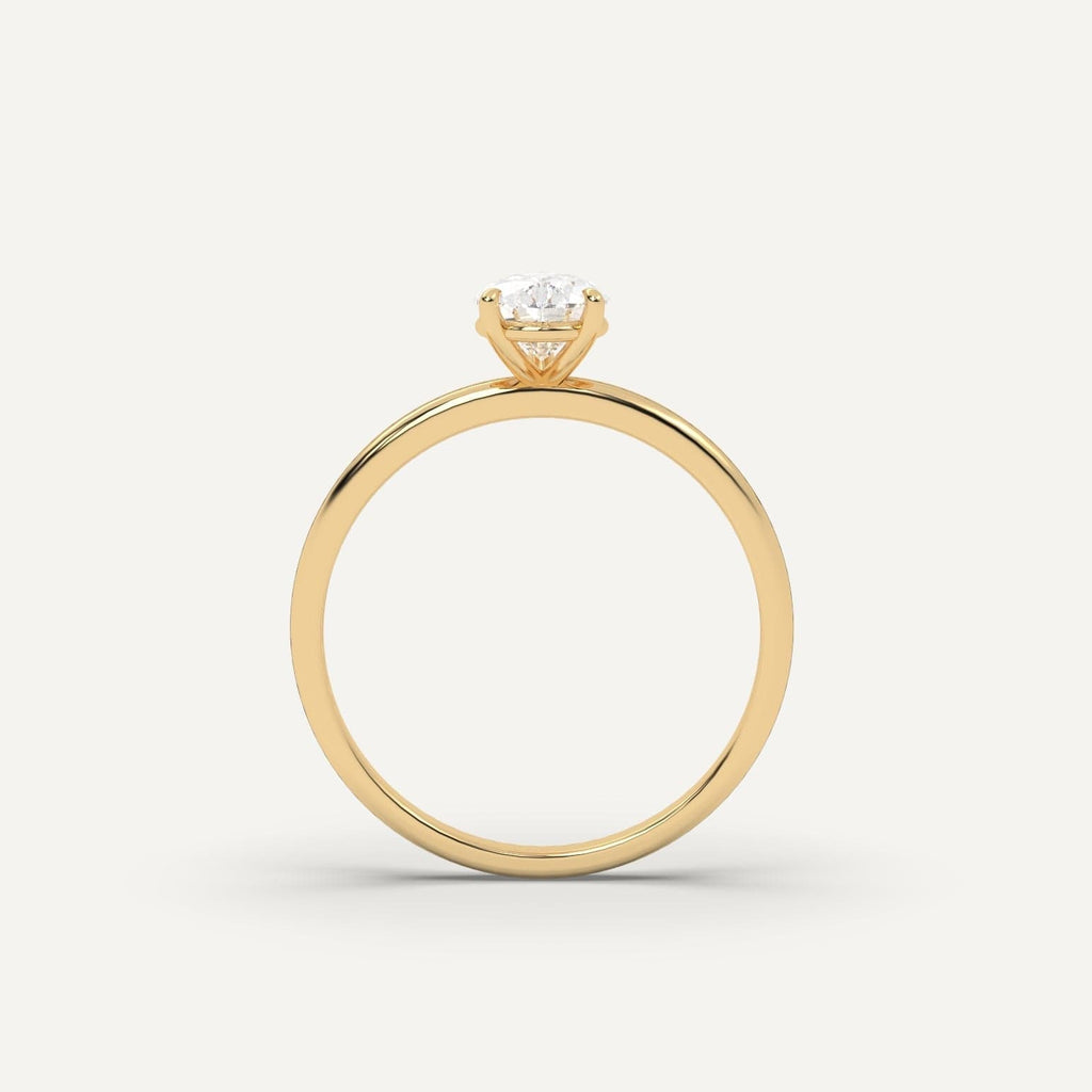 1 Carat Pear Cut Engagement Ring In 14K Yellow Gold