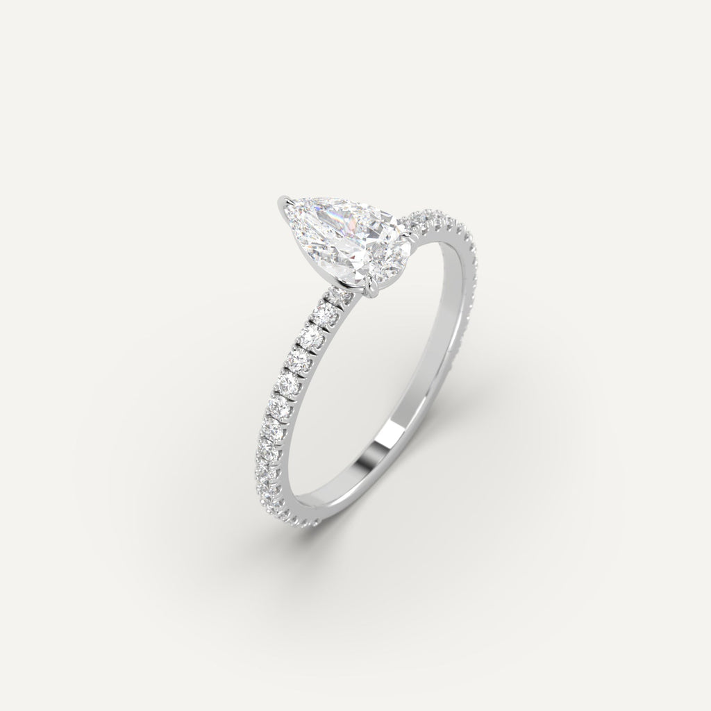 1 Carat Engagement Ring Pear Cut Diamond In Platinum