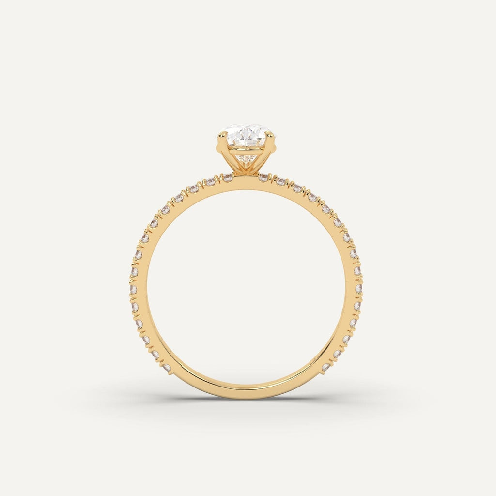 1 Carat Pear Cut Engagement Ring In 14K Yellow Gold