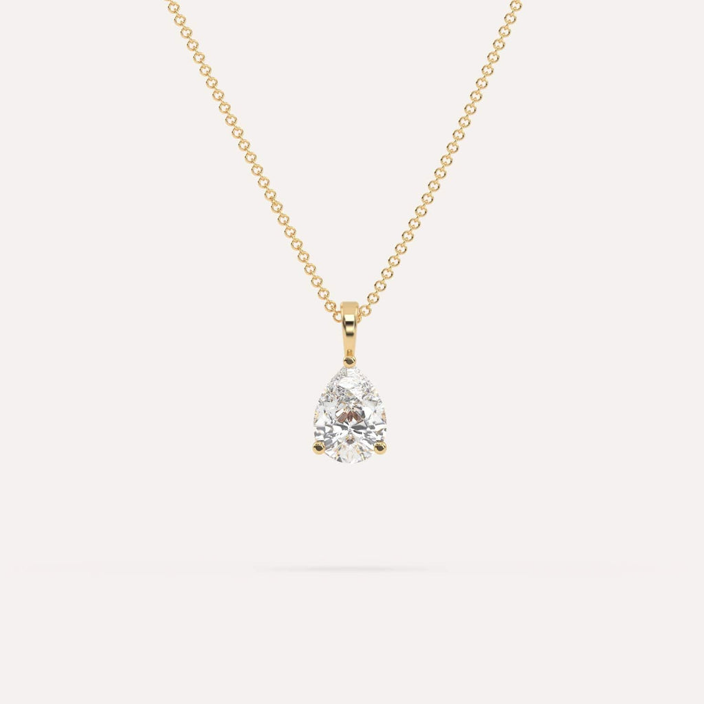 1 Carat Simple Solitaire Diamond Pendant Necklace In 14K Yellow Gold