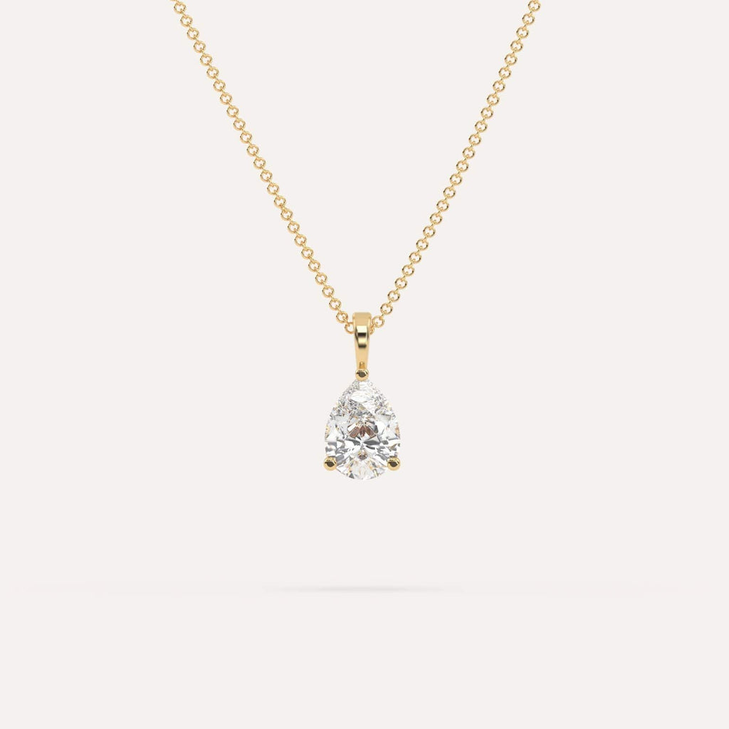 1 Carat Simple Solitaire Diamond Pendant Necklace In 14K Yellow Gold