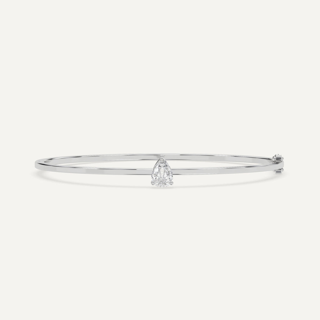 1 carat diamond solitaire, bangle bracelet in 14K white gold