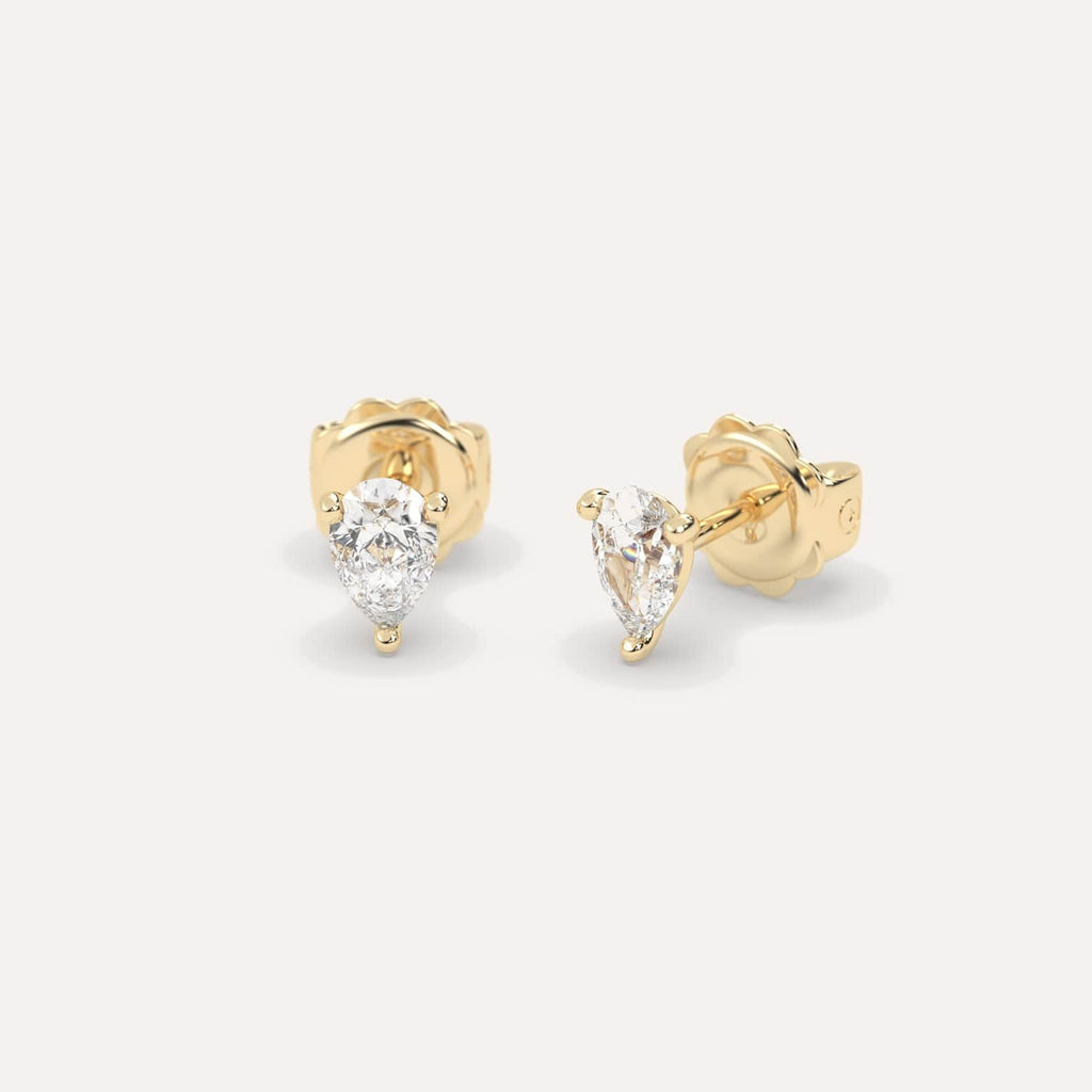 1 Carat Yellow Gold Diamond Stud Earrings For Women