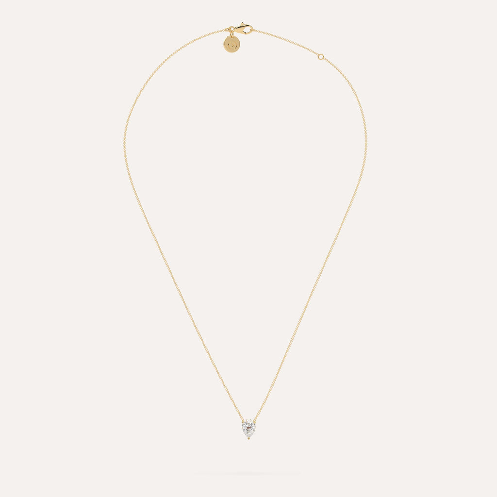 1 carat Pear Floating Diamond Necklace Natural Yellow Gold