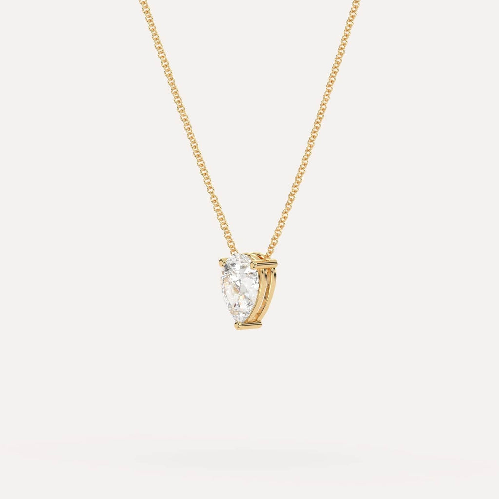 Yellow Gold Floating Diamond Necklace With 1 Carat Pear Diamond
