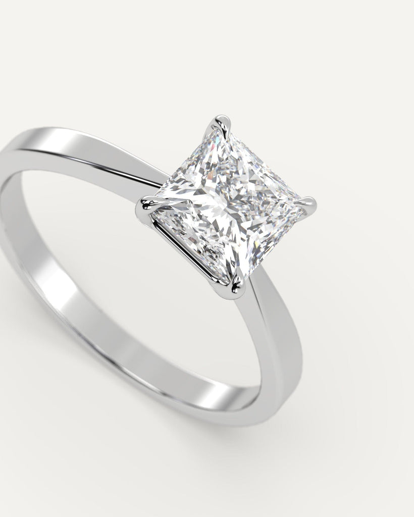 Cathedral Princess Cut Engagement Ring 1 Carat Diamond