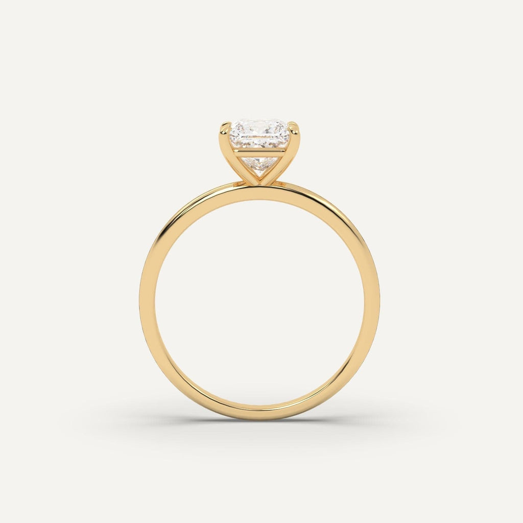 1 Carat Princess Cut Engagement Ring In 14K Yellow Gold