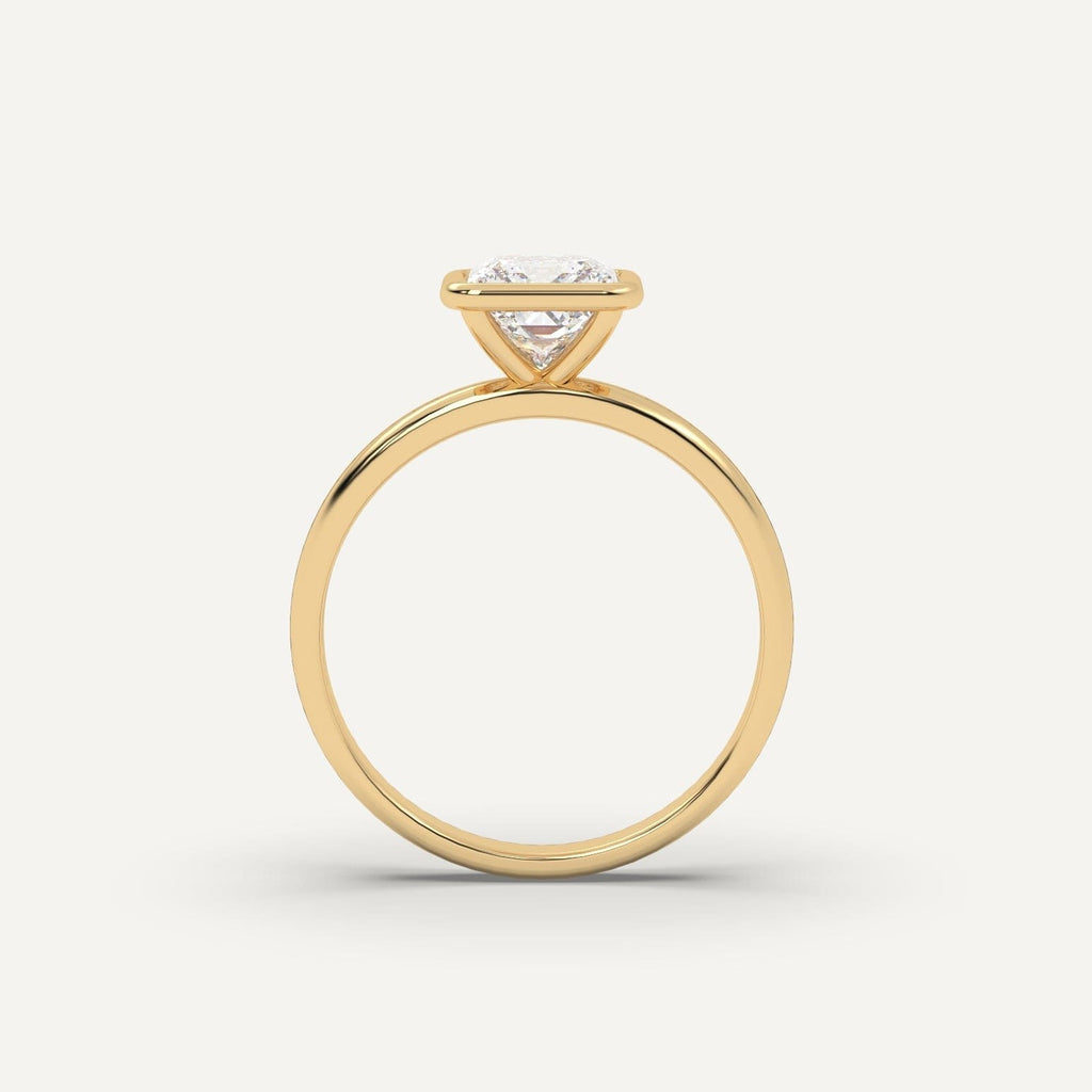 1 Carat Princess Cut Engagement Ring In 14K Yellow Gold