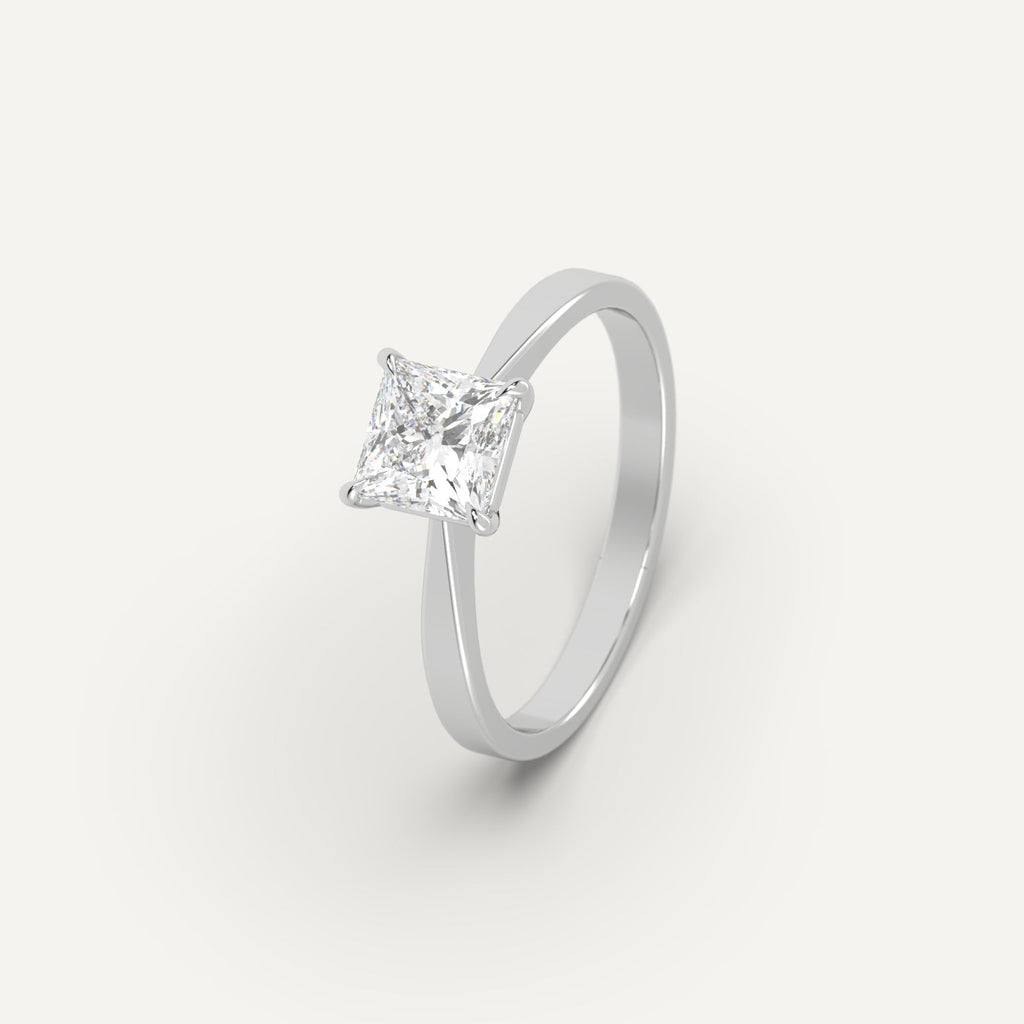 White Gold 1 Carat Engagement Ring Princess Cut Diamond