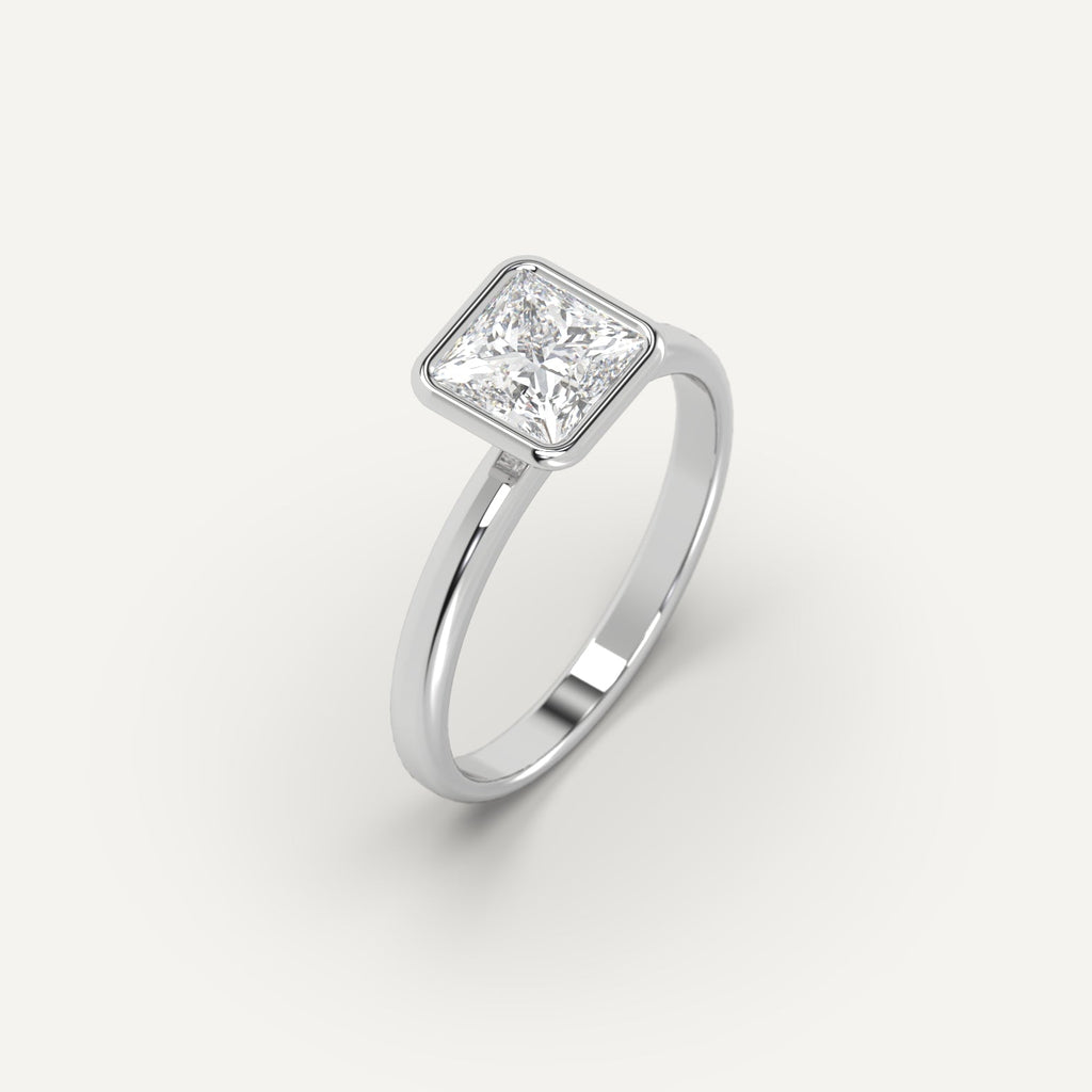 1 Carat Engagement Ring Princess Cut Diamond In 950 Platinum