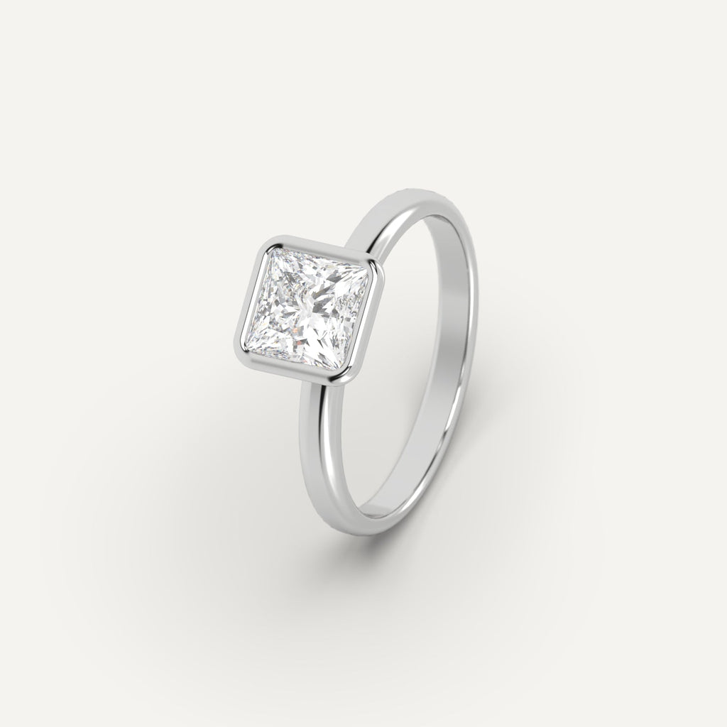 Platinum 1 Carat Engagement Ring Princess Cut Diamond