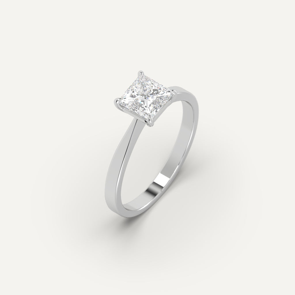 1 Carat Engagement Ring Princess Cut Diamond In Platinum