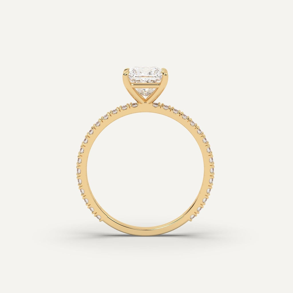 1 Carat Princess Cut Engagement Ring In 14K Yellow Gold