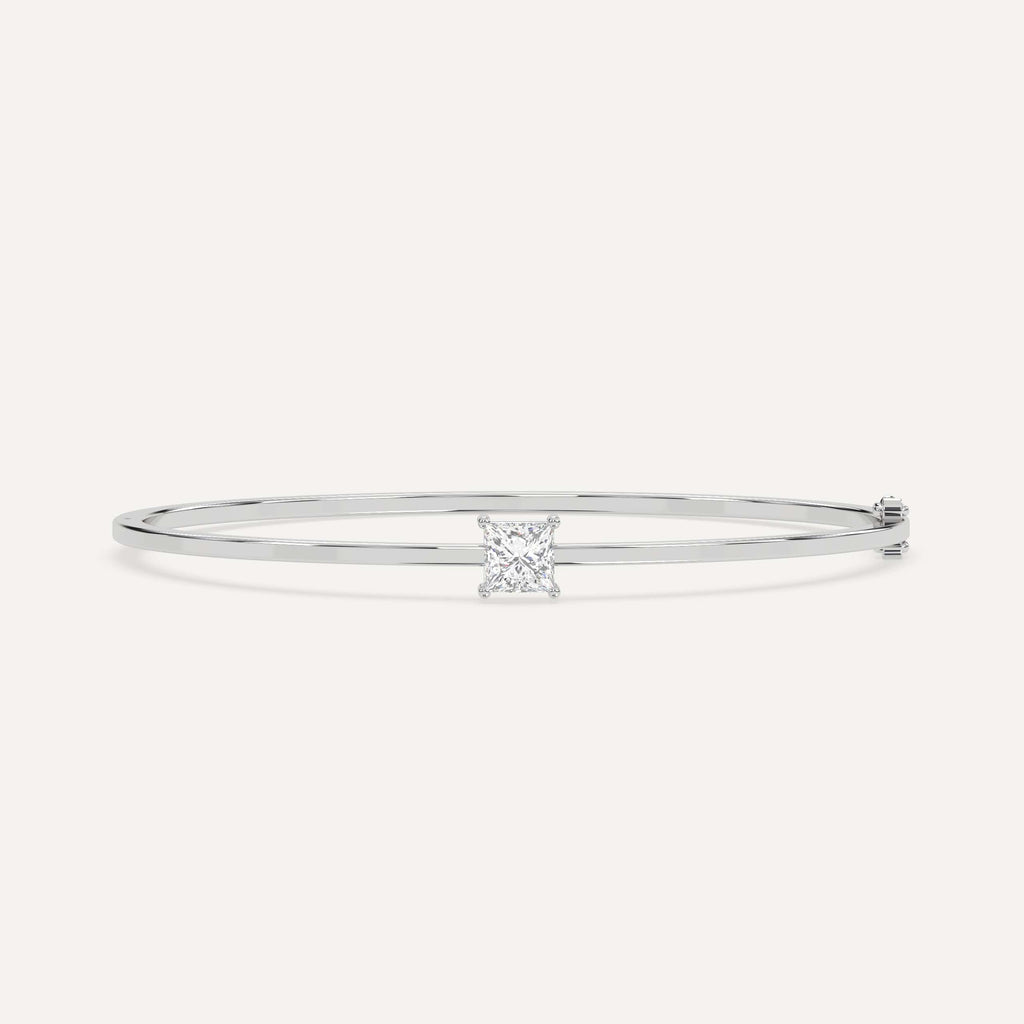 1 carat diamond solitaire, bangle bracelet in 14K white gold