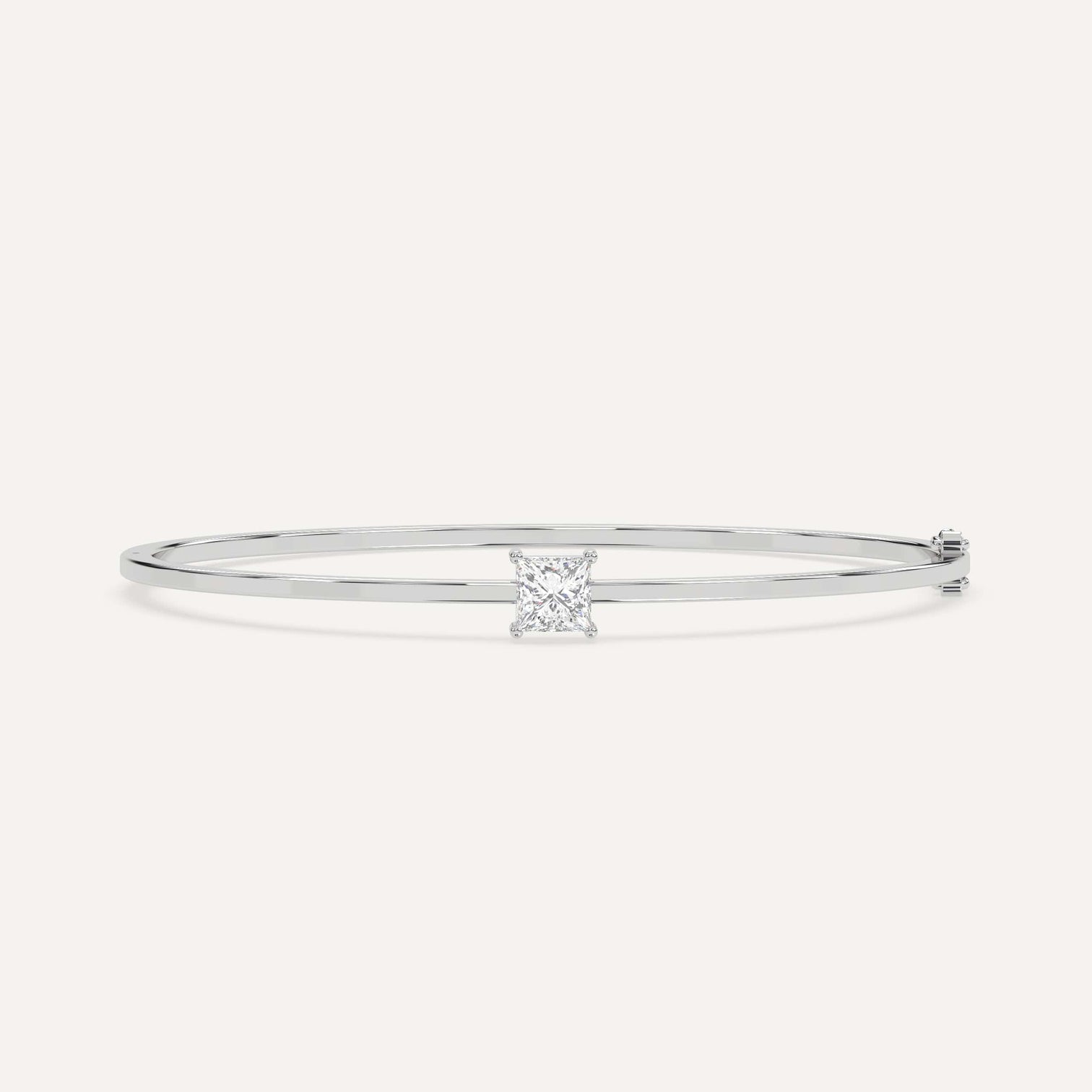 1 carat Princess Diamond Bangle Bracelet White Gold