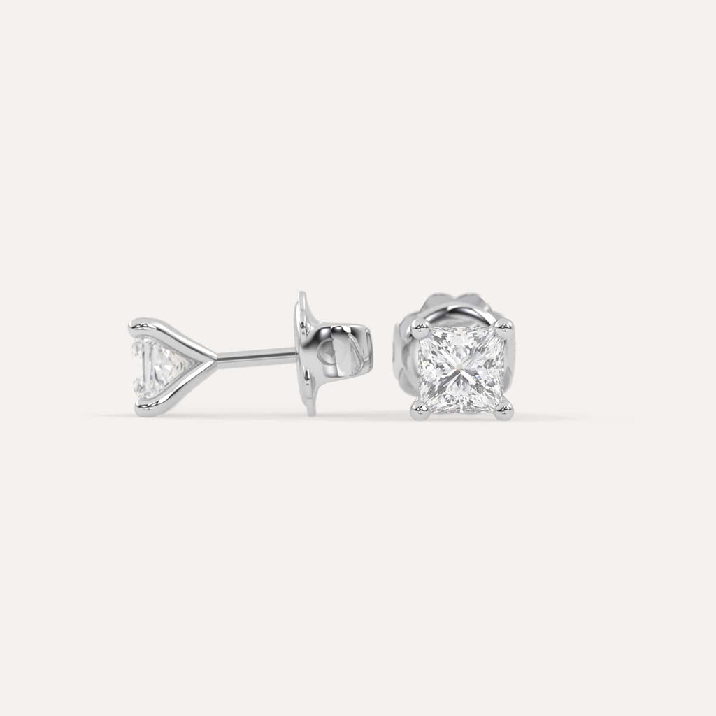 1 carat Butterfly Push Back Diamond Studs in white Gold