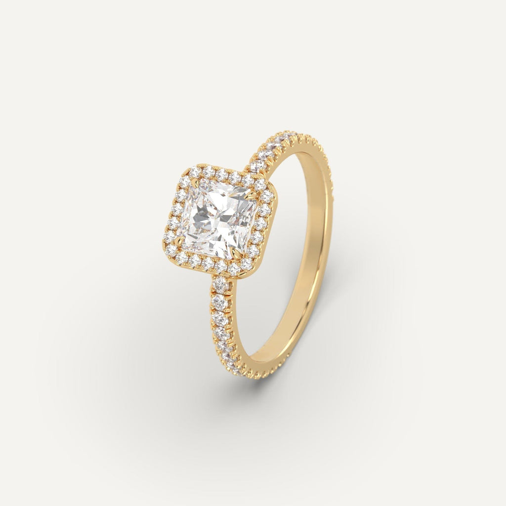 Yellow Gold 1 Carat Engagement Ring Radiant Cut Diamond