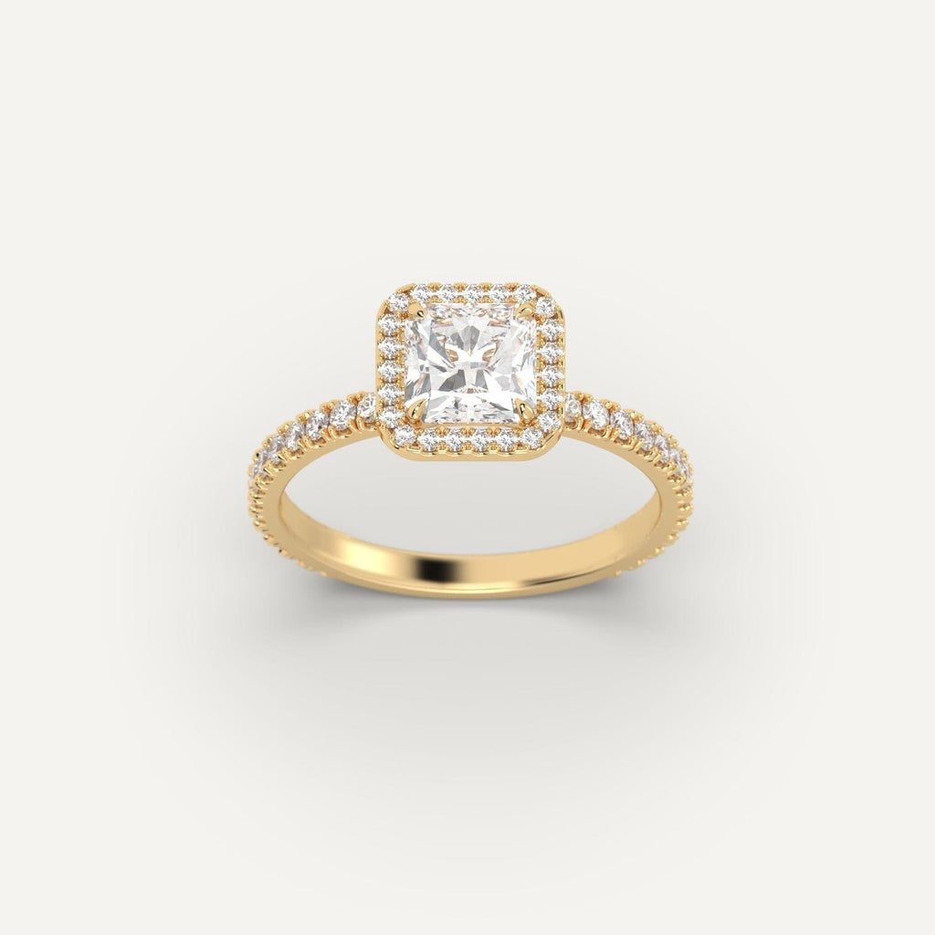 Yellow Gold 1 Carat Engagement Ring On Woman's Hand