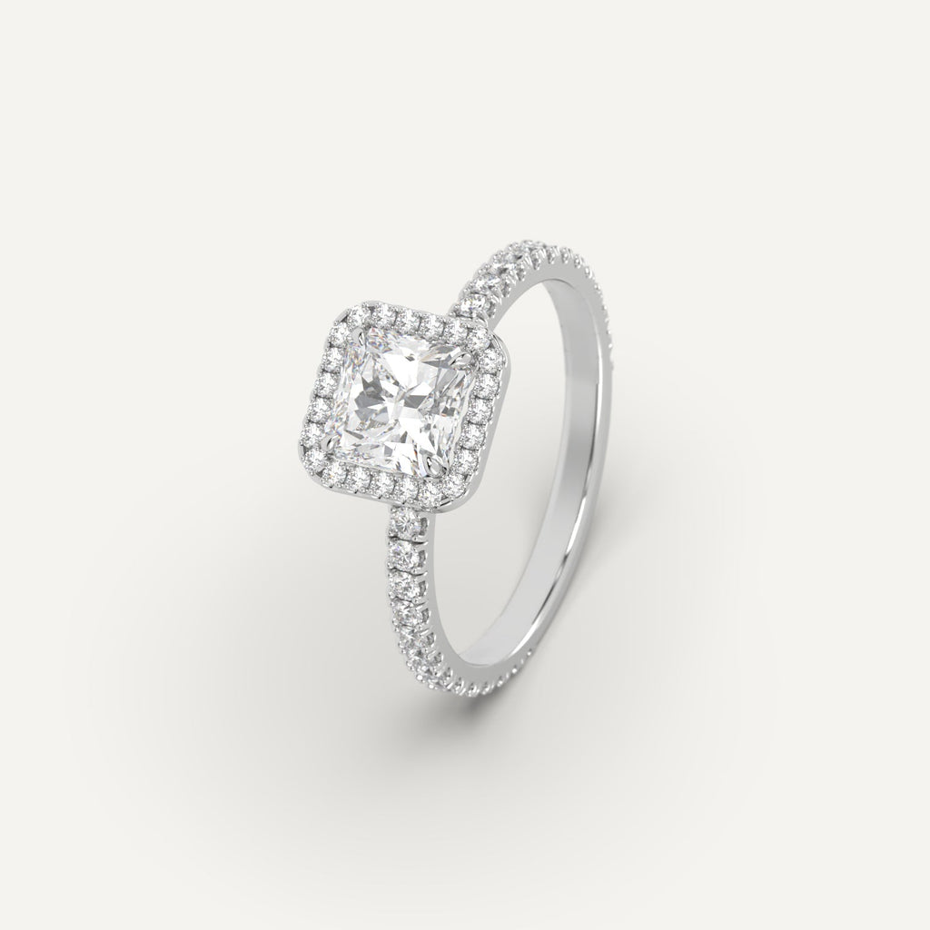 White Gold 1 Carat Engagement Ring Radiant Cut Diamond